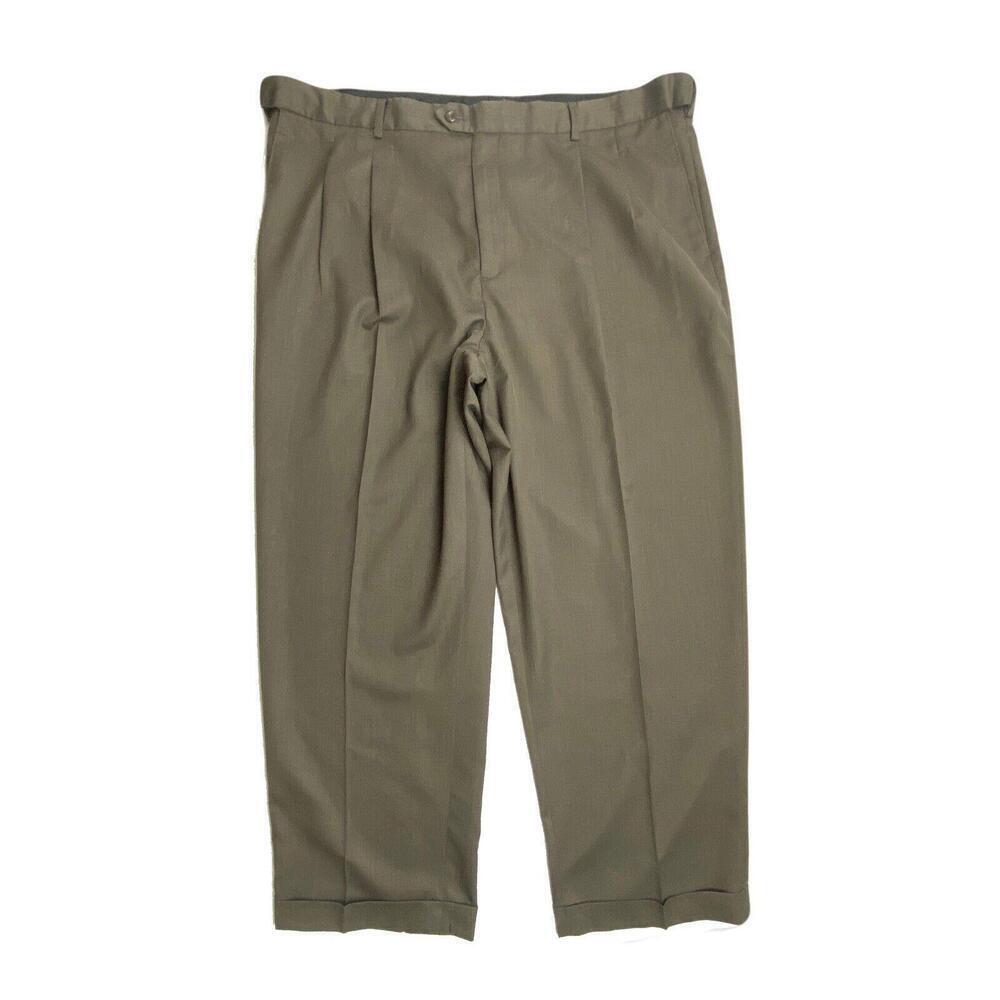 Covington Straight Leg Pleated Men's size 42x30‎ Dark Wash Green Pants